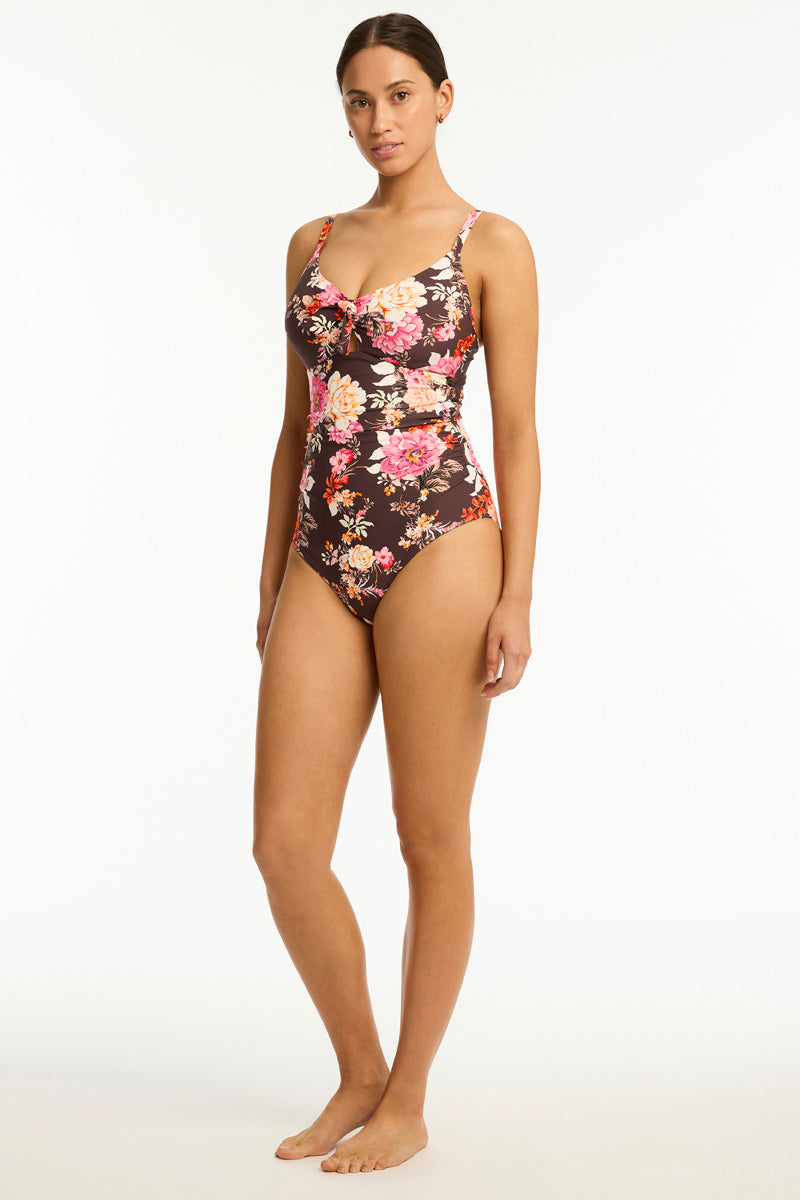 Collective Swimwear - Rosewood Tie Front DD/E One Piece third image