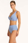 Amalfi Panelled High Waist Pant - Amalfi Blue - Sea Level Australia 