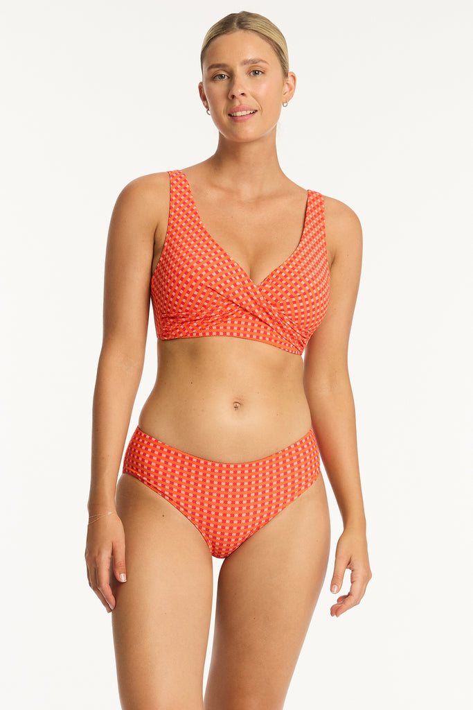 Checkmate Cross Front Multifit Bra - Checkmate Red - Sea Level Australia 