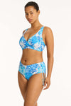 Daisyfield Cross Front Multifit Bra - Daisyfield Blue - Sea Level Australia 