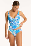 Daisyfield Cross Front Tankini - Daisyfield Blue - Sea Level Australia 