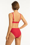 Honeycomb Mid Bikini Pant - Honeycomb Red - Sea Level Australia 