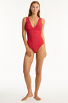 Honeycomb Spliced One Piece - Honeycomb Red - Sea Level Australia 