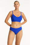 Honeycomb Mid Bikini Pant - Honeycomb Cobalt - Sea Level Australia 