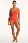 Messina Cross Front One Piece - Messina Flame - Sea Level Australia 