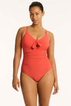 Messina Tie Front DD/E One Piece - Messina Flame - Sea Level Australia 