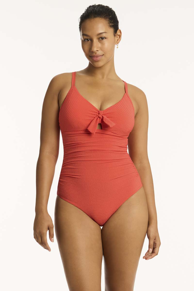 Messina Tie Front DD/E One Piece - Messina Flame - Sea Level Australia 