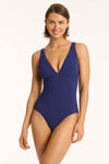 Messina Panel Line One Piece - Messina French Navy - Sea Level Australia 