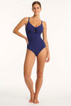 Messina Tie Front DD/E One Piece - Messina French Navy - Sea Level Australia 