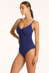 Messina Tie Front DD/E One Piece - Messina French Navy - Sea Level Australia 