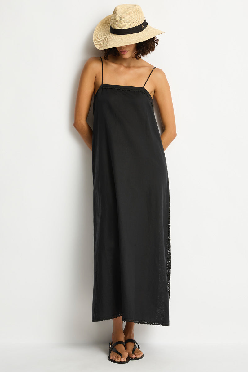 Shore Linen Panelled Bandeau Lace Maxi Dress