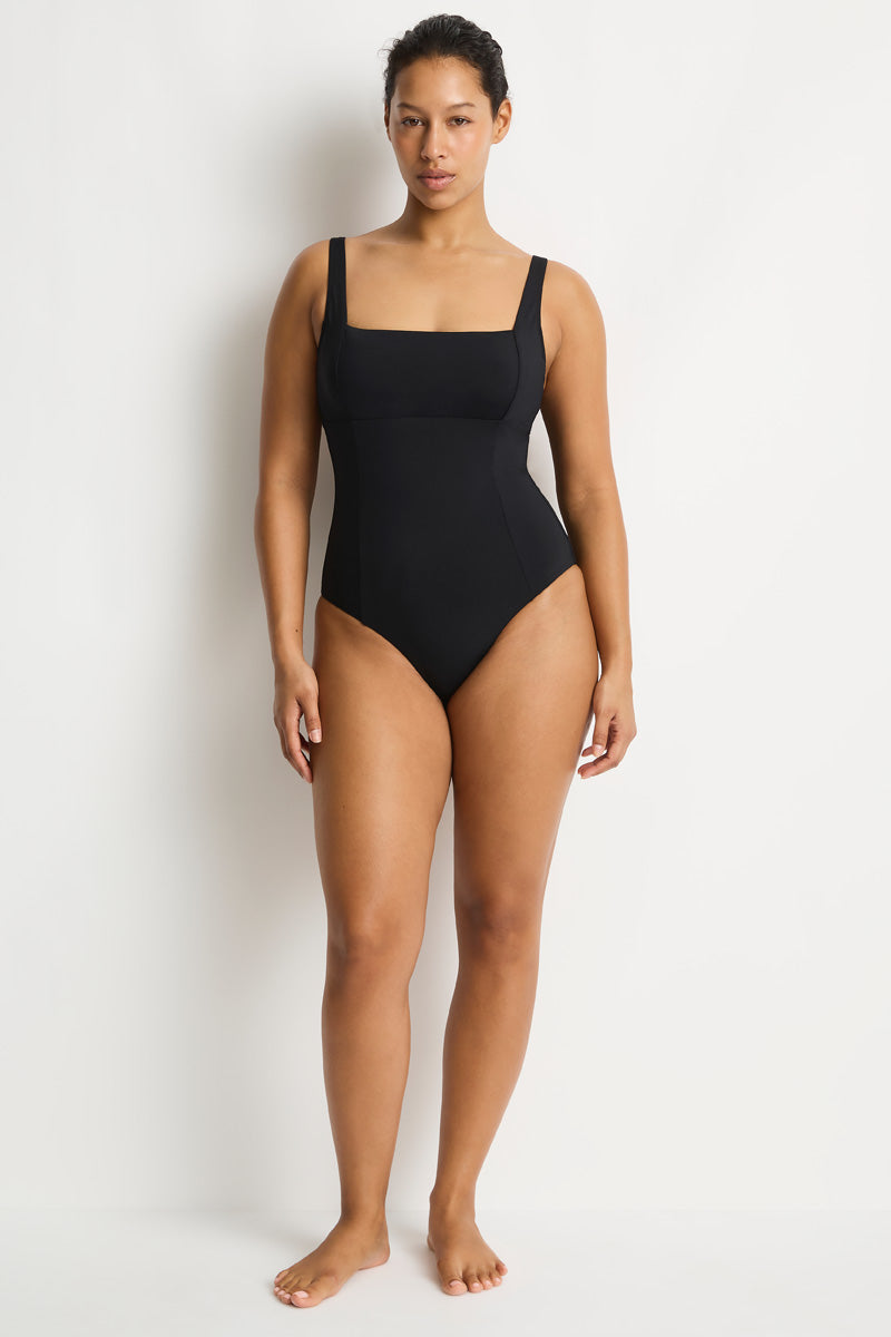 Essentials Edit Square Neck Panelled Underwire One Piece