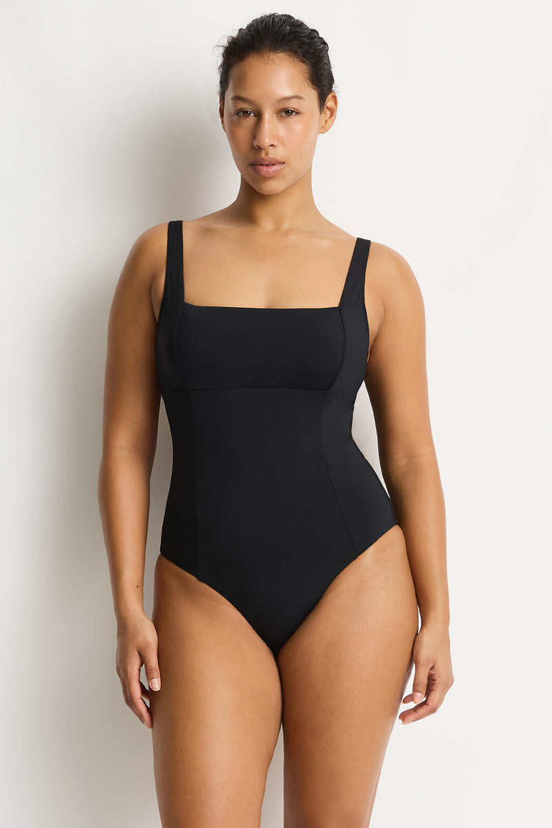 Essentials Edit Square Neck Panelled Underwire One Piece