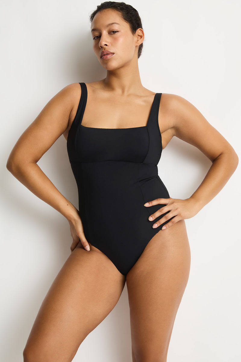 Essentials Edit Square Neck Panelled Underwire One Piece