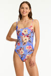 Blue Hawaii Square Neck Bralette One Piece