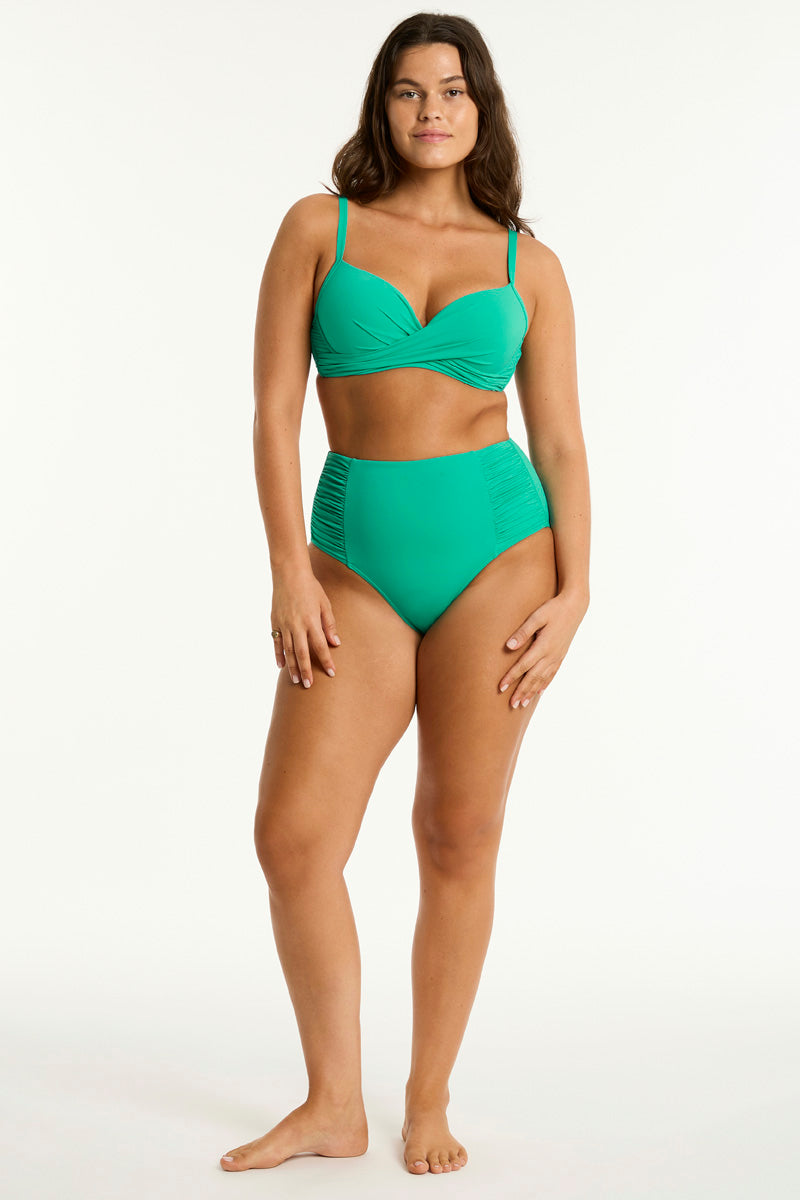 Evergreen Essentials Edit Cross Front Moulded Underwire Bra in Sea Level | Sea Level Australia 