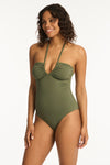 Eco Essentials Halter Bandeau One Piece - Eco Essentials Khaki - Sea Level Australia 