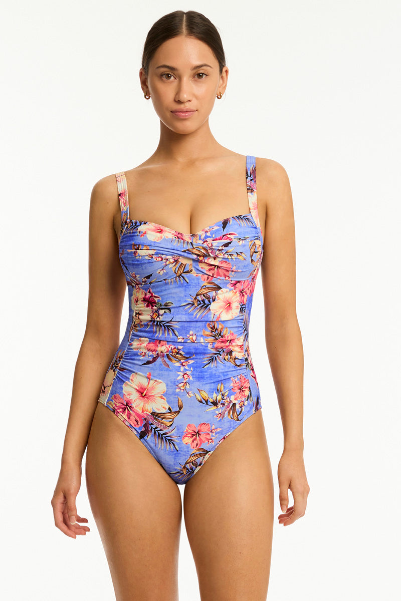 Blue Hawaii Twist Front One Piece