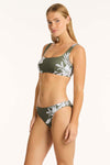 Aloha Low Square Neck Bra - Aloha Khaki - Sea Level Australia 