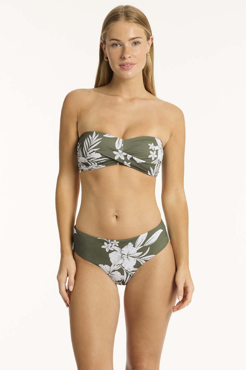 Aloha Twist Bandeau - Aloha Khaki - Sea Level Australia 