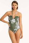 Aloha Halter Bandeau One Piece - Aloha Khaki - Sea Level Australia 