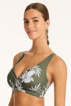 Aloha Cross Front Multifit Bra - Aloha Khaki - Sea Level Australia 