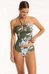 Aloha Halter Bandeau Tankini - Aloha Khaki - Sea Level Australia 