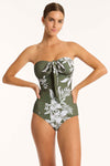 Aloha Halter Bandeau Tankini - Aloha Khaki - Sea Level Australia 