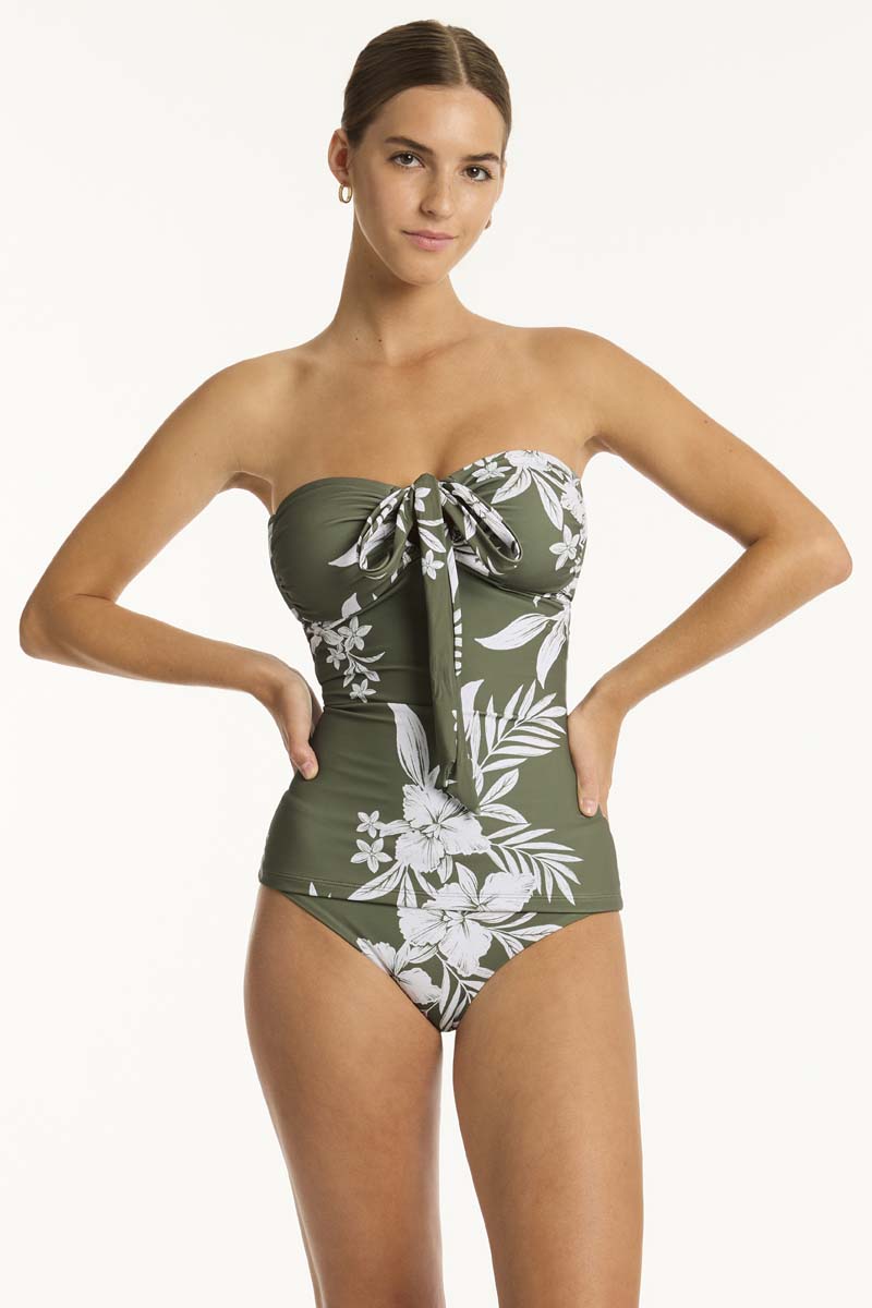 Aloha Halter Bandeau Tankini - Aloha Khaki - Sea Level Australia 