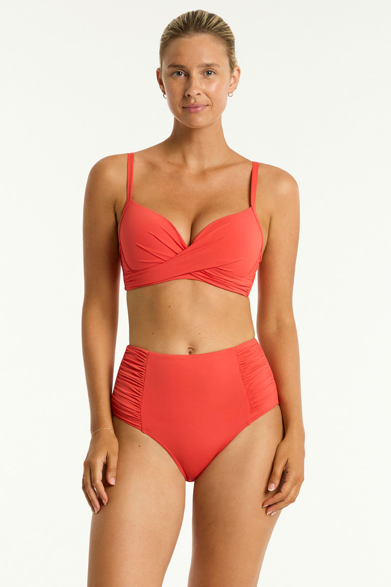 Flame Essentials Edit Cross Front Moulded Underwire Bra in Sea Level | Sea Level Australia 