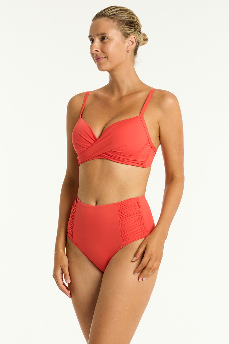 Flame Essentials Edit Cross Front Moulded Underwire Bra in Sea Level | Sea Level Australia 