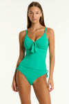 Evergreen Essentials Edit Tie Front DD/E Cup Singlet Top in Sea Level | Sea Level Australia 