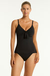 Black Essentials Edit Tie Front DD/E Cup Singlet Top in Sea Level | Sea Level Australia 