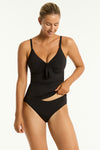 Black Essentials Edit Tie Front DD/E Cup Singlet Top in Sea Level | Sea Level Australia 