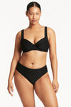 Honeycomb Mid Bikini Pant - Honeycomb Black - Sea Level Australia 