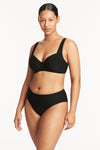 Honeycomb Mid Bikini Pant - Honeycomb Black - Sea Level Australia 