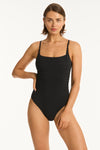 Palisades Square Neck Bralette One Piece - Palisades Black - Sea Level Australia 