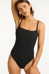 Palisades Square Neck Bralette One Piece - Palisades Black - Sea Level Australia 