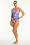 Blue Hawaii Tie Front DD/E One Piece