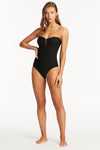 Honeycomb U Bar Bandeau One Piece - Honeycomb Black - Sea Level Australia 