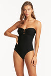 Honeycomb U Bar Bandeau One Piece - Honeycomb Black - Sea Level Australia 