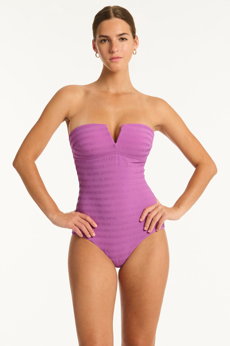 Palisades Vee Bandeau One Piece - Palisades Orchid - Sea Level Australia 