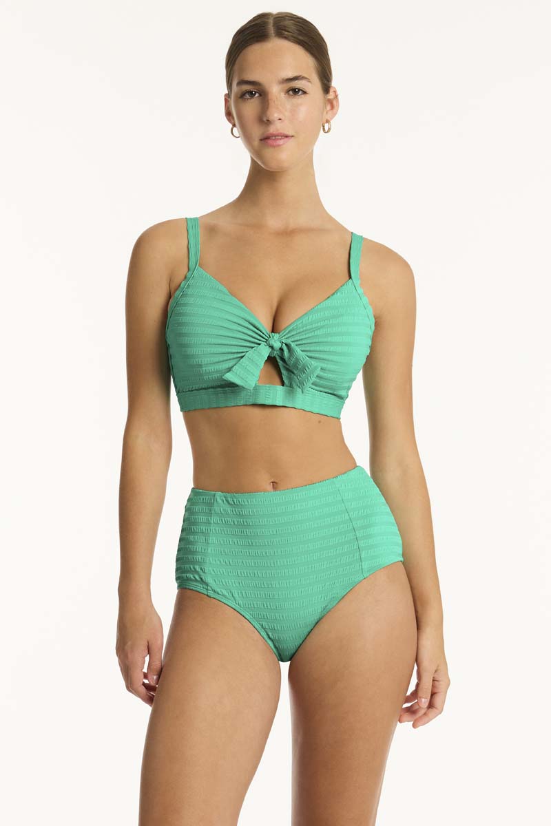 Capri Tie Front DD/E Bralette in Capri Evergreen | bond-eye swim