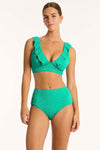 Capri Panelled High Waist Pant in Capri Evergreen | bond-eye swim