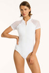 Drift Short Sleeve One Piece in Drift White | bond-eye swim