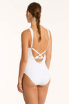 Drift Panelled High Neck One Piece in Drift White | bond-eye swim