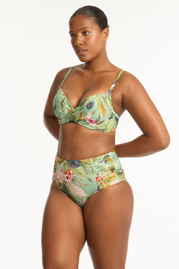 Lost Paradise Cross Front Moulded Underwire Bra - Lost Paradise Green - Sea Level Australia 