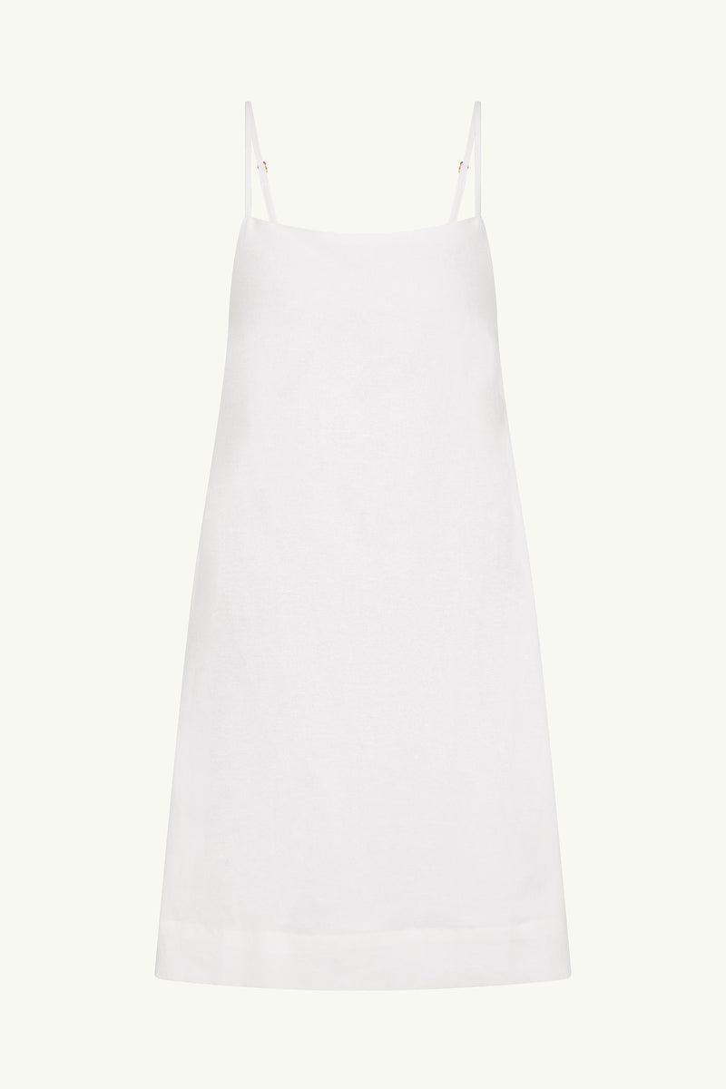 Tidal Linen Shift Short Dress - Tidal linen white