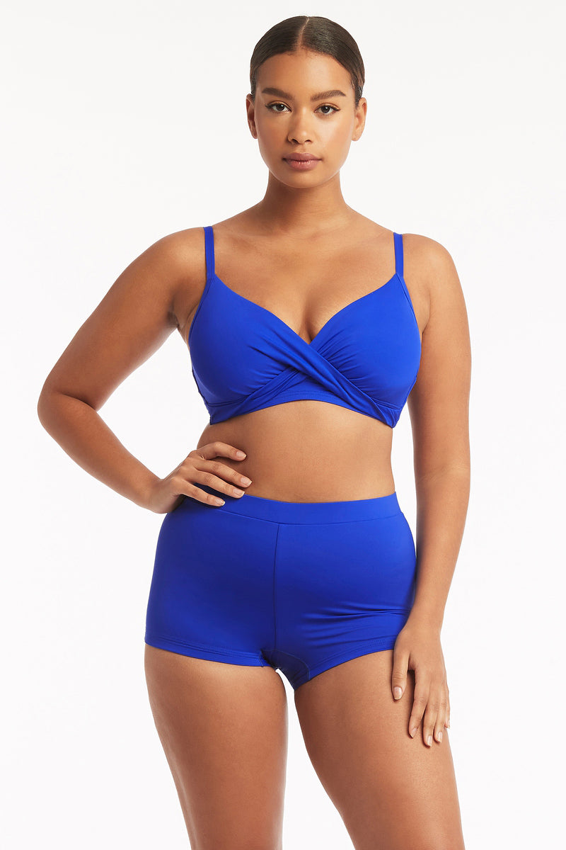 Eco Essentials Twist Front DD/E Cup Bra - Eco Essentials Cobalt - Sea Level Australia