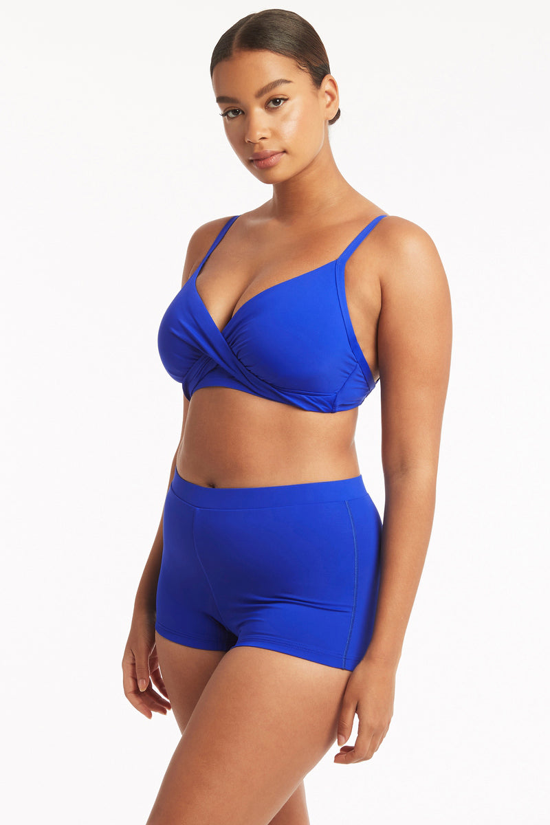 Eco Essentials Twist Front DD/E Cup Bra - Eco Essentials Cobalt - Sea Level Australia